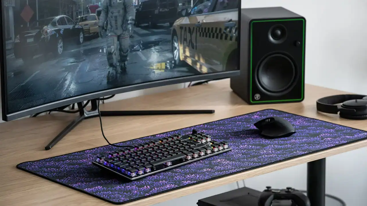 PINEA mouse pad on a desk