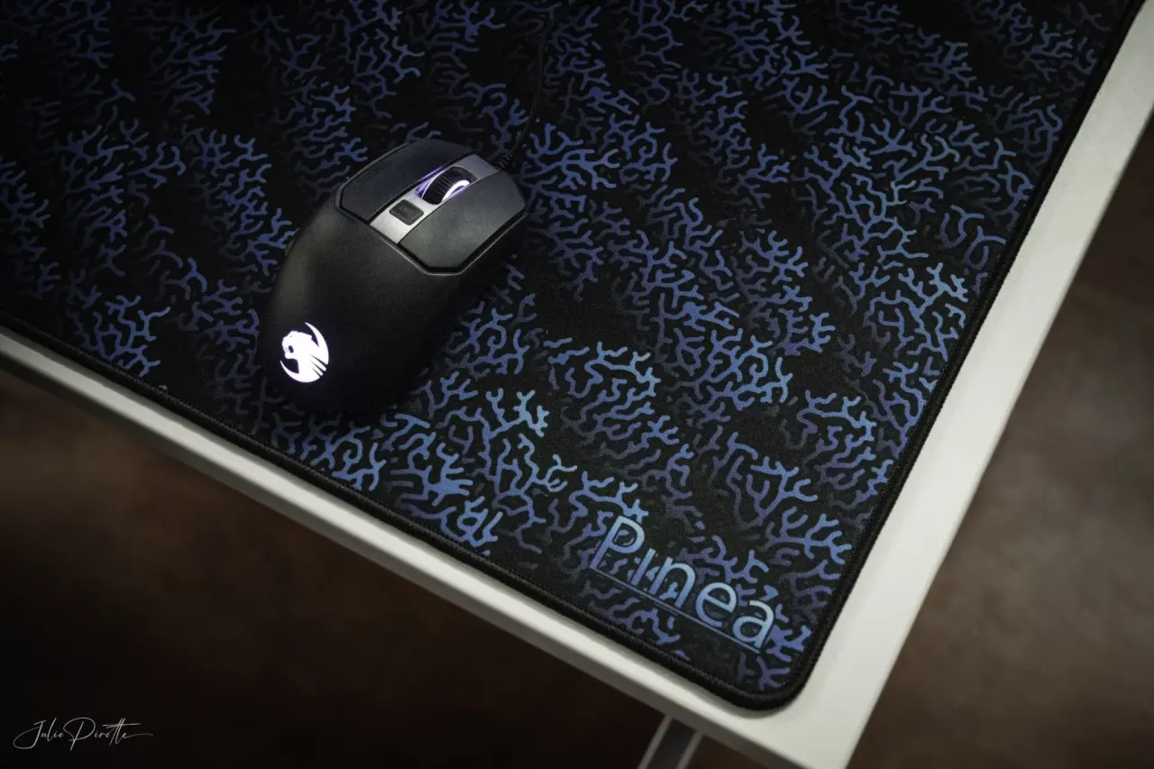 Close-up of a PINEA mouse pad