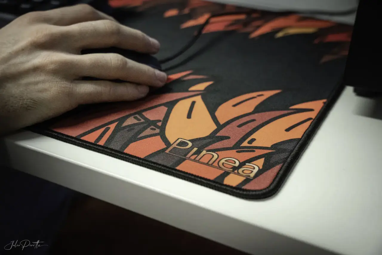 Close-up of a PINEA mouse pad